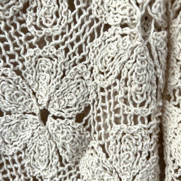 Tuckernuck Crochet Collier Dress S beige white cotton A-line coastal casual mod - Picture 11 of 12